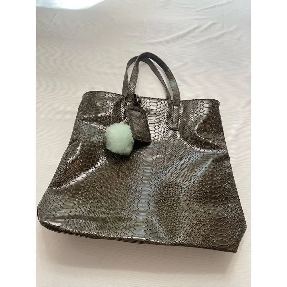 Carine Roitfeld x Uniqlo Brown Faux Snakeskin Tote